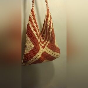 Handmade crochet bag in clay and peach
